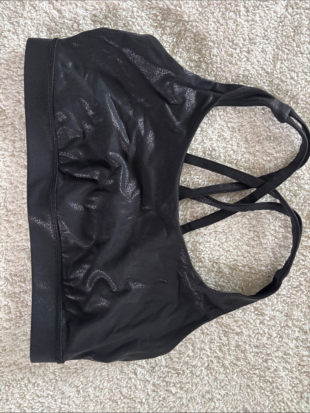 lululemon athletica Black Shiny Strappy Sports Bra